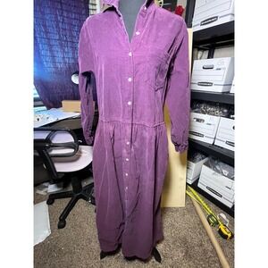 Andrew Harvey Vintage Corduroy Button Front Drop Waist Midi Dress Women's 10